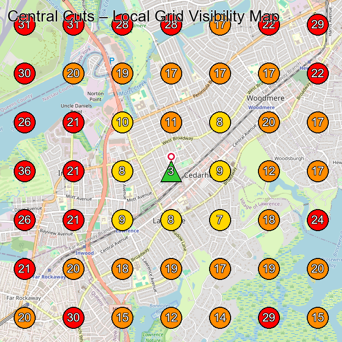 Central Cuts GeoGrid visibility map for Barber Shop in Inwood